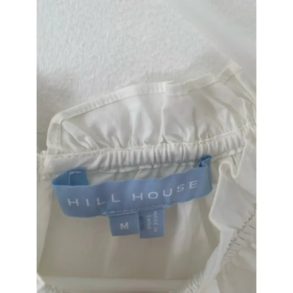 Hill House The Kit Ruffled Neck Short Sleeve Blouse White size medium